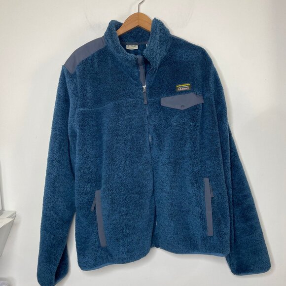 LL Bean Men’s Hi-Pile Fleece Jacket Full-Zip Pockets Polyester Size XXL Blue - Picture 12 of 12
